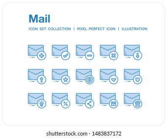 Mail Icons Set. UI Pixel Perfect Well-crafted Vector Thin Line Icons. The illustrations are a vector.