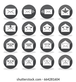 mail icons set, vector illustration