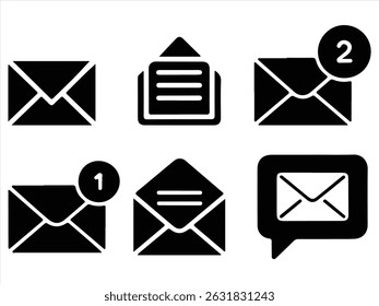  Iconos del correo fijados Vector en el fondo blanco.