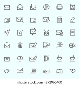 Mail icons, simple and thin line design