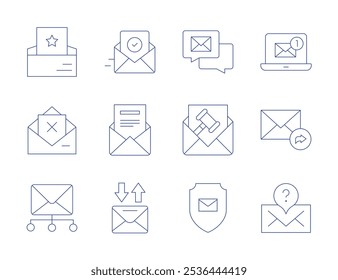 Mail icons. Thin Line style, editable stroke. confirmation, email, emails, mail, newsletter, rejection, web mail.