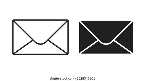 Mail icons. Vector set in filled and line style.