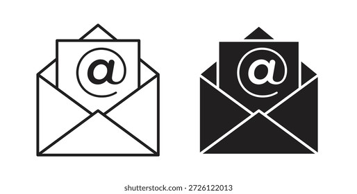 Símbolo de Vector de íconos de correo con trazo editable y versiones planas