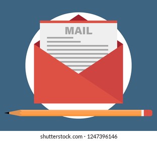 Mail icon.Simple icon letter. Flat design illustration with icons. E-mai marketing