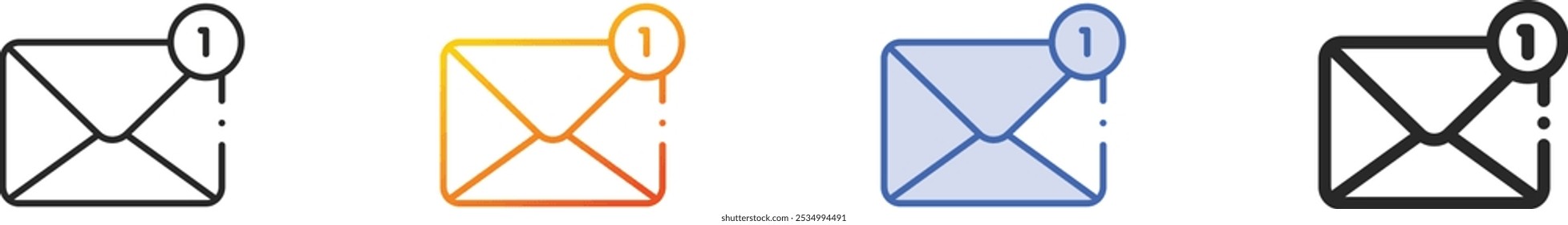 mail icon.Thin Linear, Gradient, Blue Stroke and bold Style Design Isolated On White Background