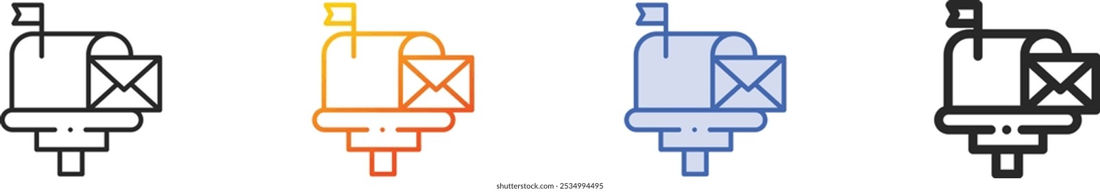 mail icon.Thin Linear, Gradient, Blue Stroke and bold Style Design Isolated On White Background
