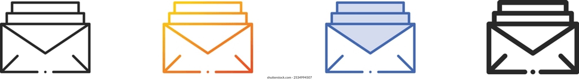 mail icon.Thin Linear, Gradient, Blue Stroke and bold Style Design Isolated On White Background