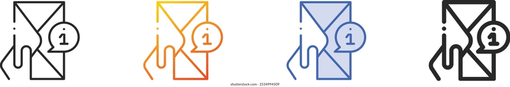 mail icon.Thin Linear, Gradient, Blue Stroke and bold Style Design Isolated On White Background