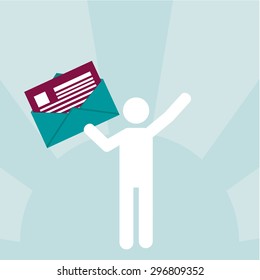 mail illustration over color background
