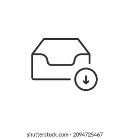 icono de línea de trazo editable de bandeja de entrada de correo, icono de comunicación