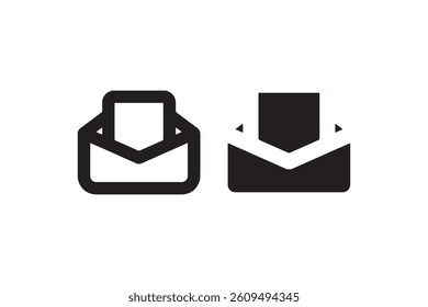 Mail inbox icons in outline and solid style Vector