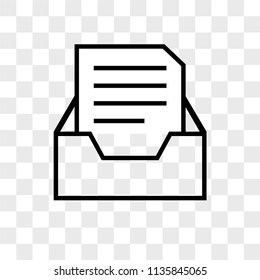 Mail in inbox tray vector icon on transparent background, Mail in inbox tray icon