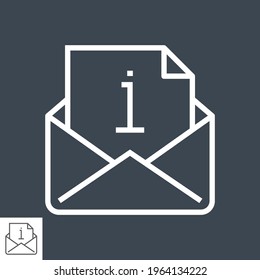 Mail with Info Sign Thin Line Vector Icon. Flat icon isolated on the black background. Editable EPS file. Vector illustration.