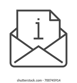 Mail with Info Sign Thin Line Vector Icon. Flat icon isolated on the white background. Editable EPS file. Vector illustration.