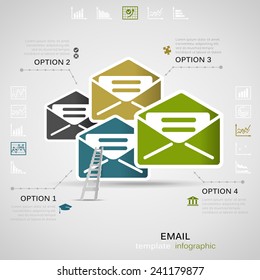 Mail infographics vector illustration . Internet communication technology