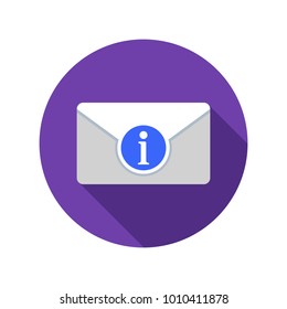 Mail information icon. Email icon with long shadow. Vector Flat Illustration