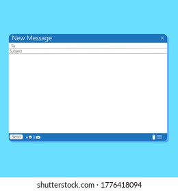 The Mail Interface In The Browser. Email Outlook Application Template. Empty Letter Design. Vector Image.