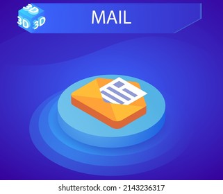Mail isometric design icon. Vector web illustration. 3d colorful concept