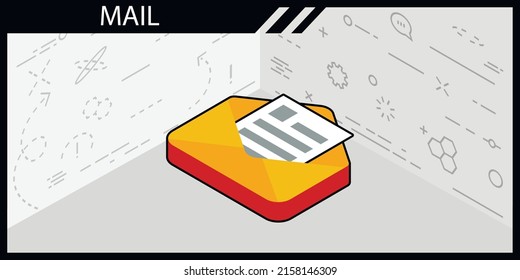 Mail isometric design icon. Vector web illustration. 3d colorful concept