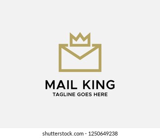 Mail King Vector Logo Design. Envelope and Crown Icon.