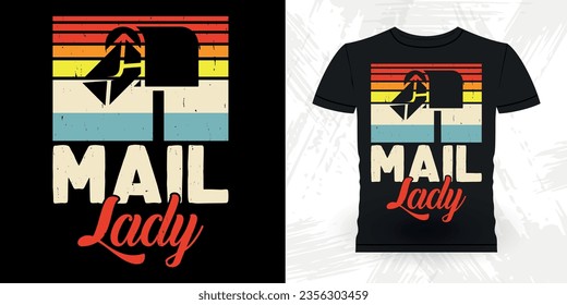Mail Lady Funny Mailman Mail Retro Vintage Postal Worker T-shirt Design