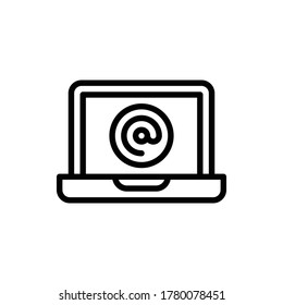 Vector de logotipo de correo, icono de portátil aislado. Juego de iconos de correo electrónico y de negocios. Stroke editable y Pixel Perfect.