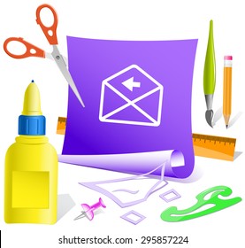 mail left arrow. Paper template. Vector illustration.