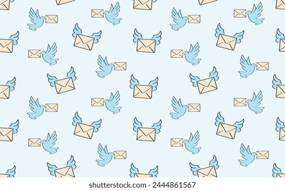 mail. letter. doodle. mark. paper. seamless pattern. the pattern. seamless. vector. pattern for textiles and gift wrappers. on a colored background.