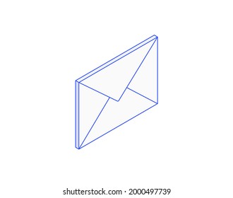 Mail, letter, email, send message, envelope isometric illustrate 3d vector icon. Modern creative design illustration in flat line style.
