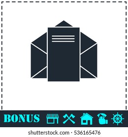 Mail letter icon flat. Simple vector symbol and bonus icon