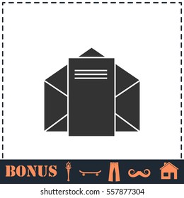 Mail letter icon flat. Simple vector symbol and bonus icon