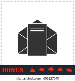 Mail letter icon flat. Simple vector symbol and bonus icon