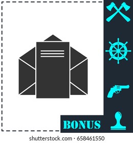 Mail letter icon flat. Simple vector symbol and bonus icon
