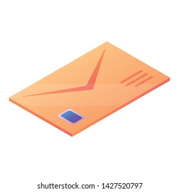 Mail letter icon. Isometric of mail letter vector icon for web design isolated on white background