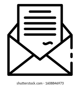 Mail letter icon. Outline mail letter vector icon for web design isolated on white background