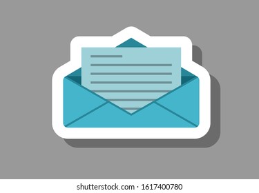Mail and letter icon that symbolizes e-mail marketing and e-commerce. All the objects, shadows and background are in different layers. 