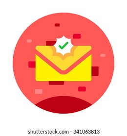 Mail letter icon vector colorful red, yellow, circle