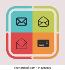 Mail and letter icons. Communication pictogram. Message vector graphic. Correspondence design collection.