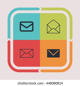 Mail and letter icons. Communication pictogram. Message vector graphic. Correspondence design collection.