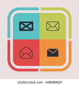 Mail and letter icons. Communication pictogram. Message vector graphic. Correspondence design collection.