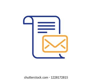 Mail letter line icon. Read Message correspondence sign. E-mail symbol. Colorful outline concept. Blue and orange thin line color icon. Mail letter Vector