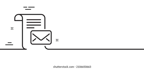 Mail Brief-Zeilensymbol. Lesen Sie das Nachrichtenkorrespondenzzeichen. E-Mail-Symbol. Minimaler Hintergrund der Illustration. Mail Brief-Linie Symbol Muster Banner. White Web Template Konzept. Vektorgrafik