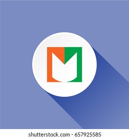Mail letter M flat shadow logo template