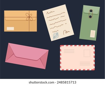 Mail letter paper post envelope card greeting office concept. Vector flat graphic design illustration