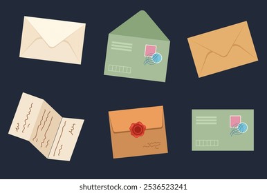 Mail letter paper post envelope card greeting office concept. Vector flat graphic design illustration