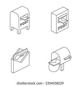 Mail letter parcel 3d vector icon isometric lines color minimalism illustrate