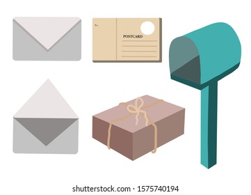 Mail letter postcards gift mailbox vector