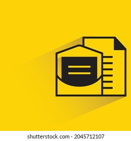 mail and letter with shadow on yellow background