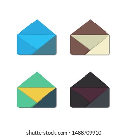 Mail Letters retro envelop on white background Vector. Colorful envelope icon vector design