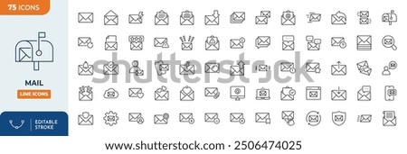 Mail Line Editable Icons set.	